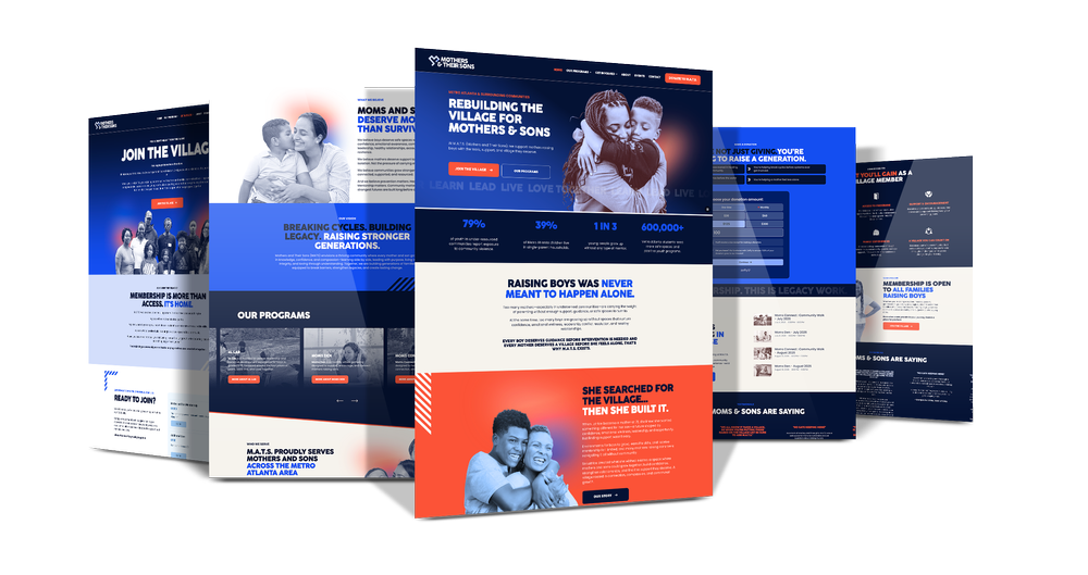 Mothers and Their Sons brand and website design displayed on devices